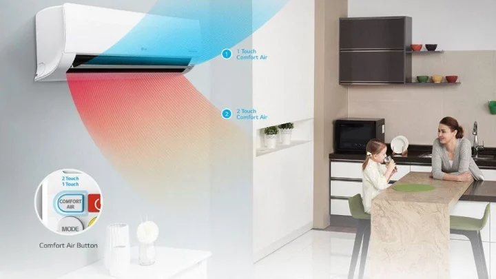 Інверторний кондиціонер у сучасному інтер’єрі квартири в Києві — ефективне рішення для охолодження та очищення повітря в спекотний день.